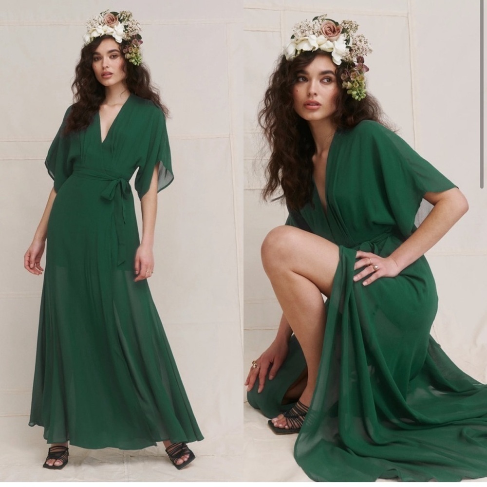 Reformation Winslow Dress in Emerald NEW